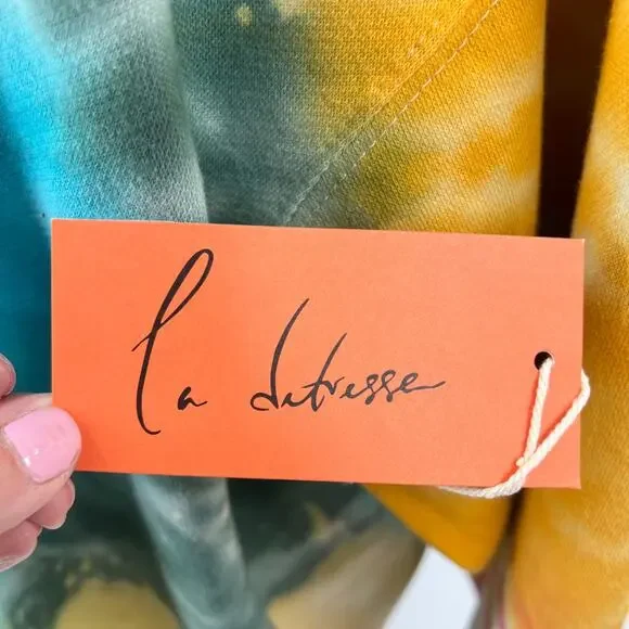 La Detresse Revolve Womens Tropical Tie Dye Hoodie Sweatshirt Size Medium M - Picture 6 of 10